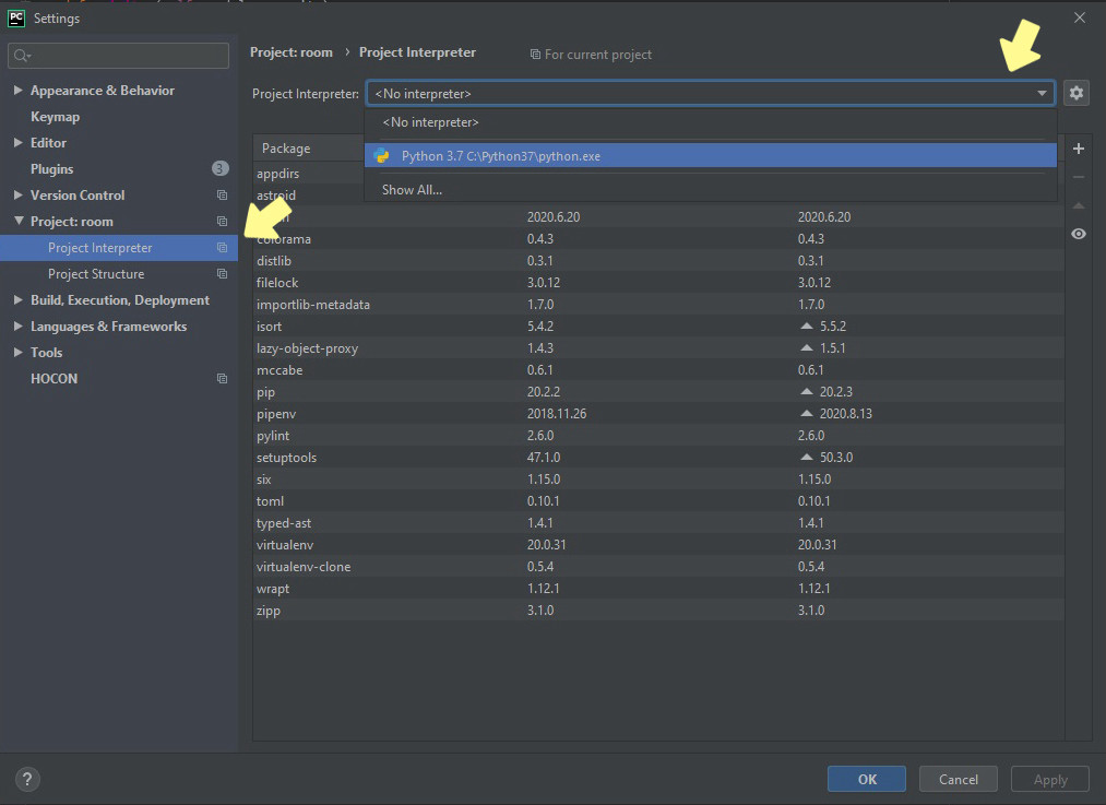 Pycharm не видит интерпретатор python ubuntu